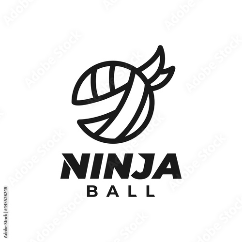 Ninja ball logo, volleyball logo. Combined the ball and ninja icon concept. Vector illustration