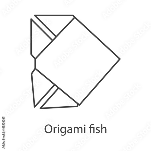 Logo pez de papel estilo origami con lineas de color gris