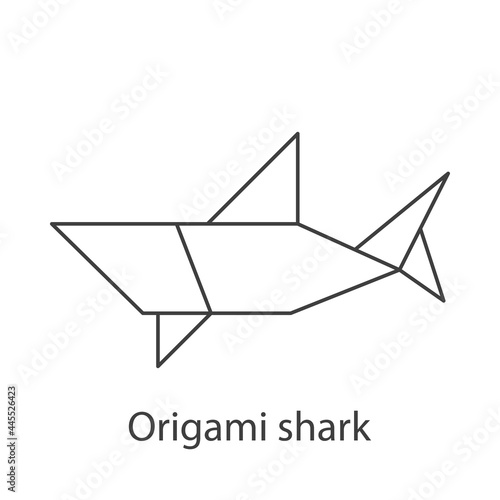 Logo tiburón de papel estilo origami con lineas de color gris