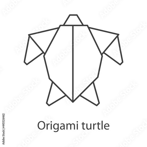 Logo tortuga de papel estilo origami con lineas de color gris	