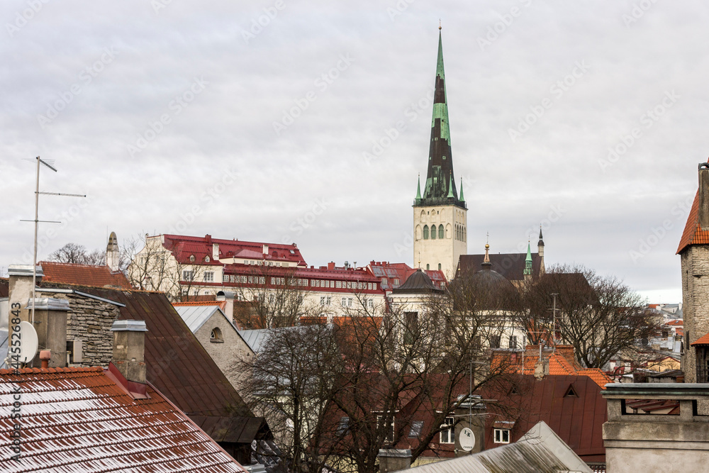 Tallinn, Estonia. St. Olaf's Church (Oleviste kirik), a 12th Century Baptist in the Old Town