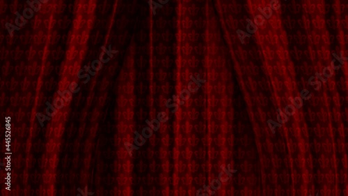 Royal opening curtains. The pattern is a monogram. Animation in loop seamless motion through the curtains.