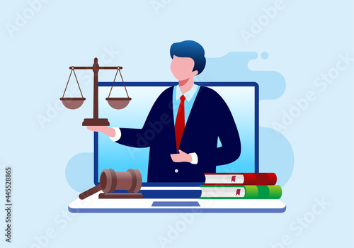 law firm and legal flat vector illustration banner and landing page