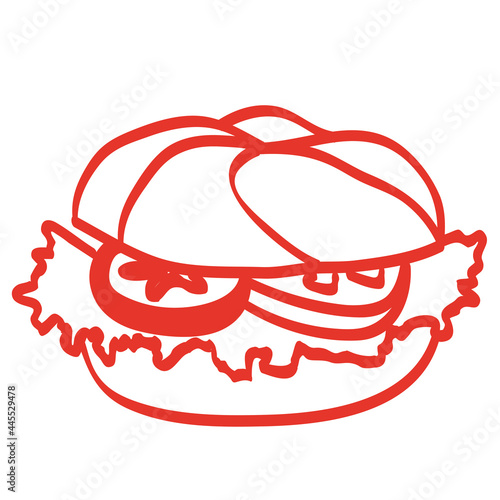 Handgezeichneter Burger in rot