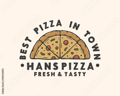 vintage pizza logo template vector