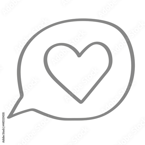 Handgezeichnete Sprechblase mit Herz in grau