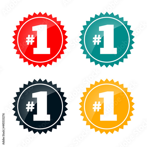 Number One Label Badges Four Colors