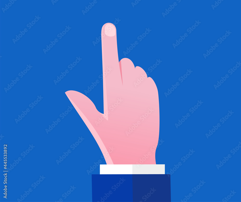 Hand with blue background. Flat vector illustration Hand with blue background. Flat vector illustration