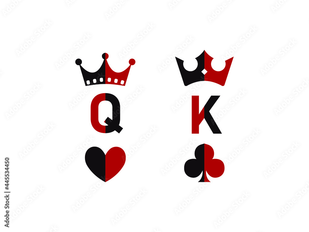 King and Queen couple Icon Vector illustration. poker card sign with crown,  emblem isolated on white background, Flat style for graphic and silhouette,  t-shirt, mug, cup, tattoo Stock Vector | Adobe Stock