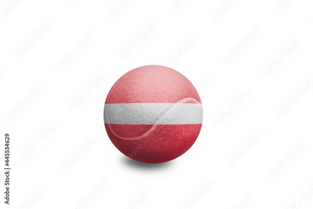Tennis ball with the coloured national flag of Latvia on the white background Tennis ball with the coloured national flag of Latvia on the white background