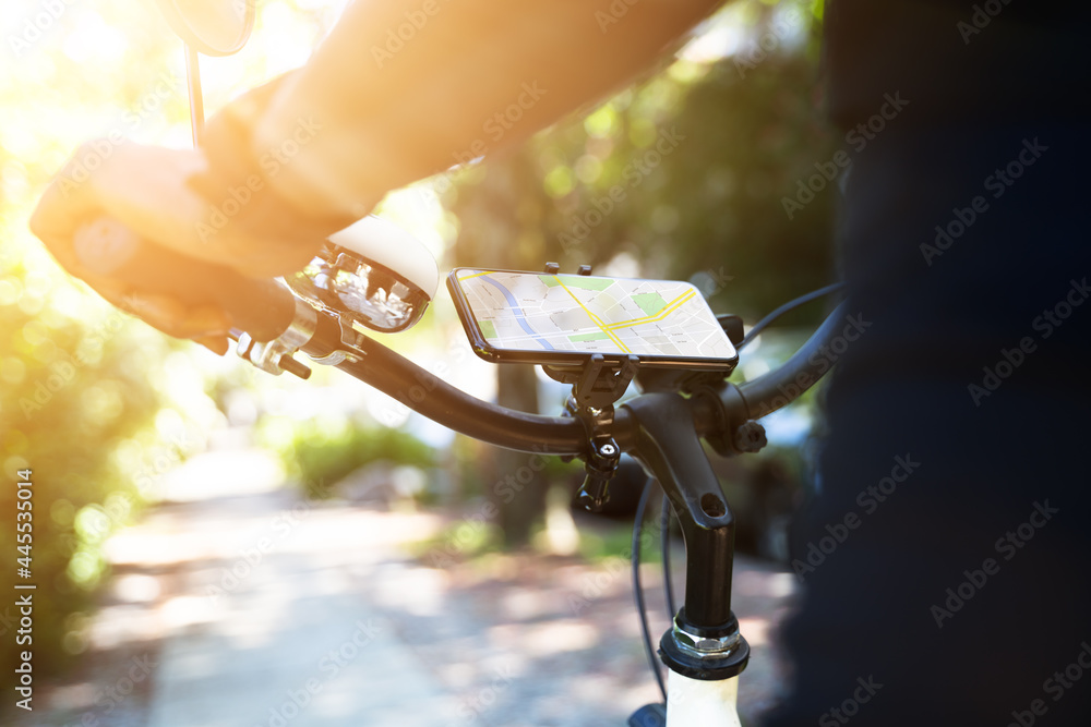 Bicycle Navigator App With Map Stock | Adobe Stock