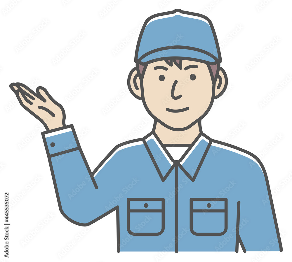 Male blue collar worker gesture illustration | navigate, recommend Male blue collar worker gesture illustration | navigate, recommend
