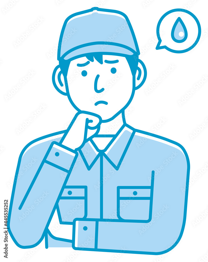 Male blue collar worker gesture illustration | upset, unhappy Male blue collar worker gesture illustration | upset, unhappy
