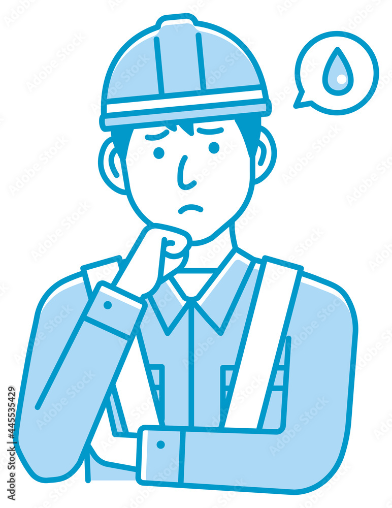 Male blue collar worker gesture illustration | upset, unhappy