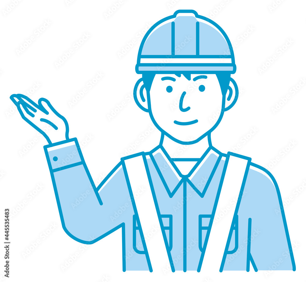 Male blue collar worker gesture illustration | navigate, recommend Male blue collar worker gesture illustration | navigate, recommend