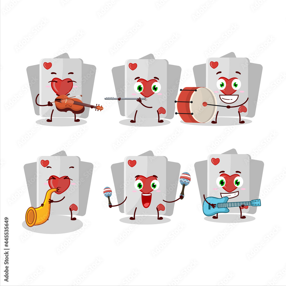 Cartoon character of remi card love playing some musical instruments Cartoon character of remi card love playing some musical instruments