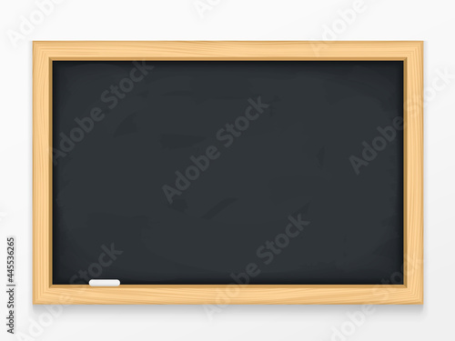Blank black chalkboard with wooden frame