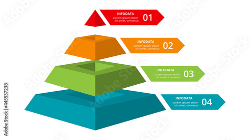 Vector pyramid up arrows infographic, diagram chart, triangle graph presentation. Business timeline concept with 4 parts