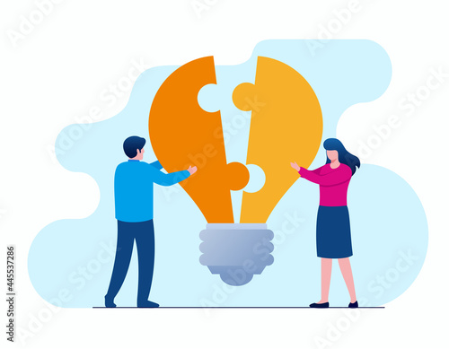creative ideas concept brainstorming representing with buld light flat vector illustration banner for landing page