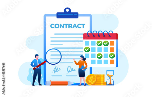 Contract agreement with client. timeline flat vector illustration templete