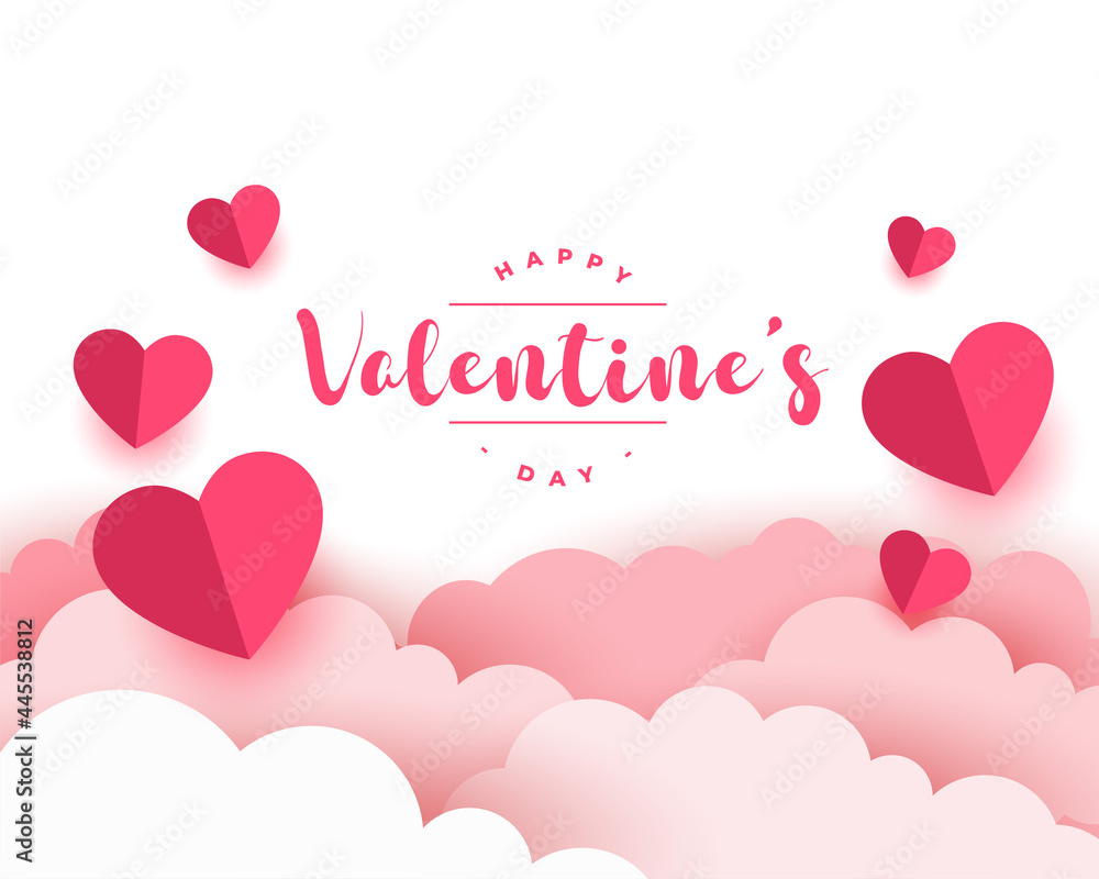 Paper Style Realistic Valentines Day Card Design