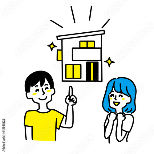 住宅購入を決めた夫婦のイラスト