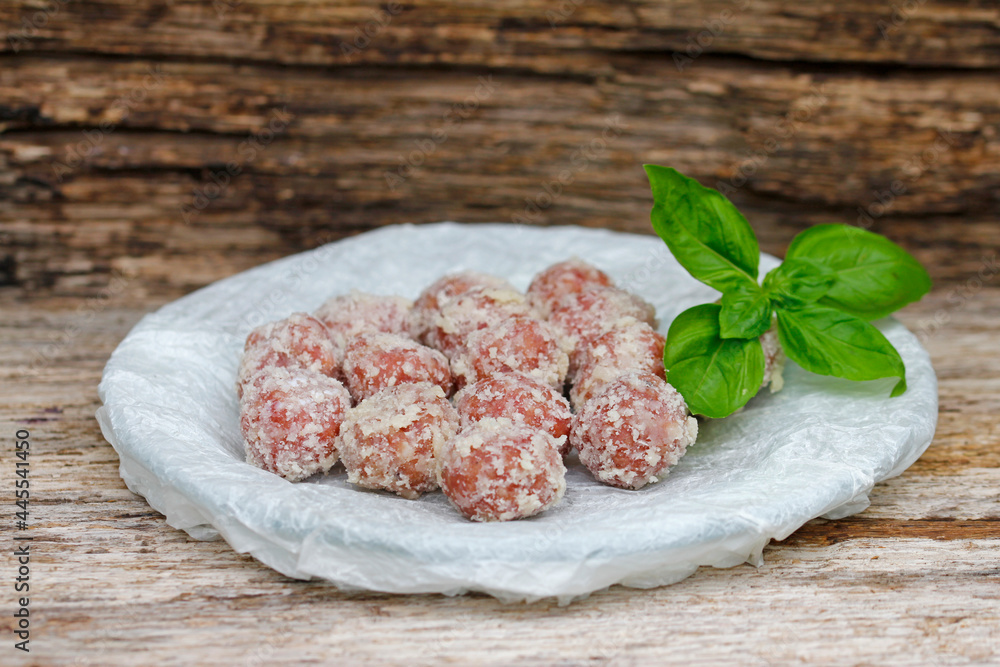 salami pralines with truffle und parmesan cheese salami pralines with truffle und parmesan cheese