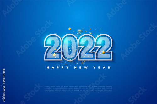 Fototapeta Naklejka Na Ścianę i Meble -  Happy New Year 2022 With Two Number Borders