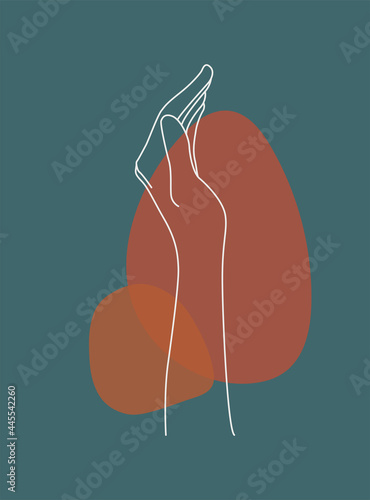 Modern abstract boho style hand gesture. Aesthetic hand-drawn modern gesture art contemporary bohemian poster cover template. Organic boho shape for poster, wall decor, wall art, banner, flier and mor