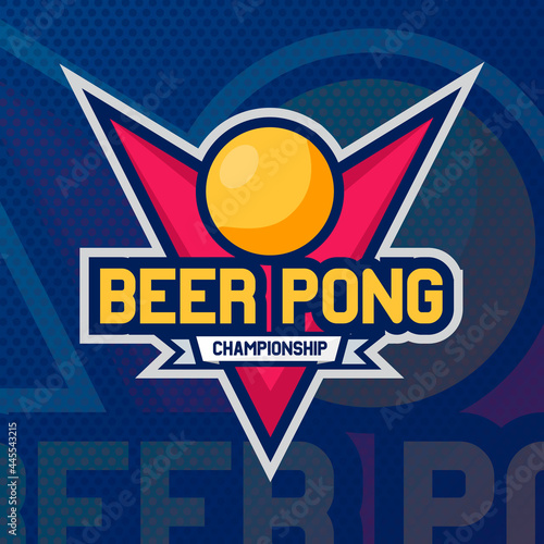 Beer pong party logo or game label. Vector illustration