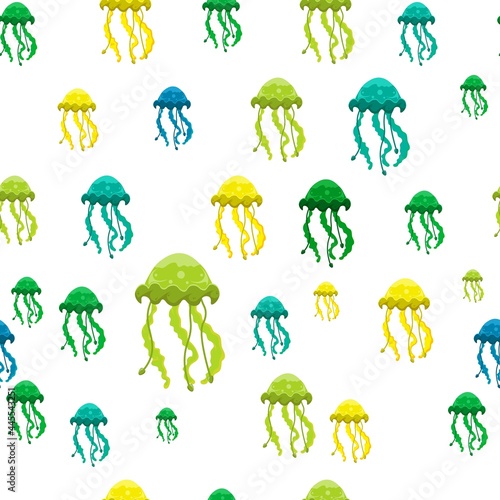 Marine life seamless pattern. Jellyfish. Underwater inhabitants.