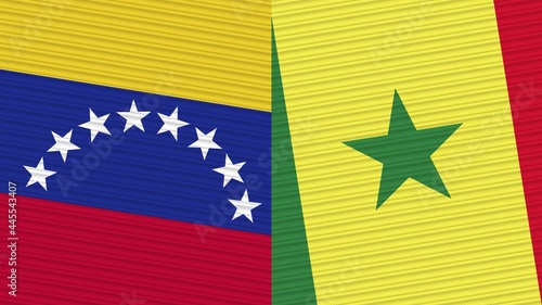 Senegal and Venezuela Two Half Flags Together Fabric Texture Illustration