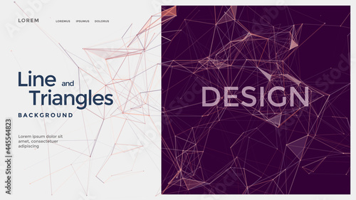 Polygonal geometric compositions with connecting dots, lines, and triangles. Innovation modern background design for the landing page. Vector 
