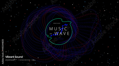 Music wave poster design dotted gradient waves