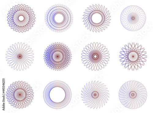 Colorful spirograph in gradient color set 1