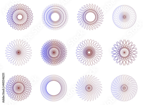 Colorful spirograph in gradient color set 1 photo