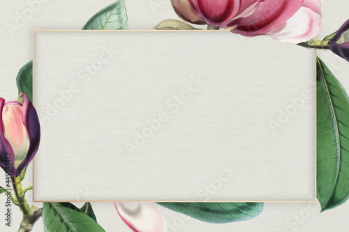 Pink blooming floral frame vector