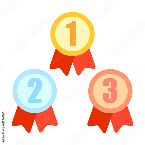 Award ribbon with 1,2,3 places vector icon set