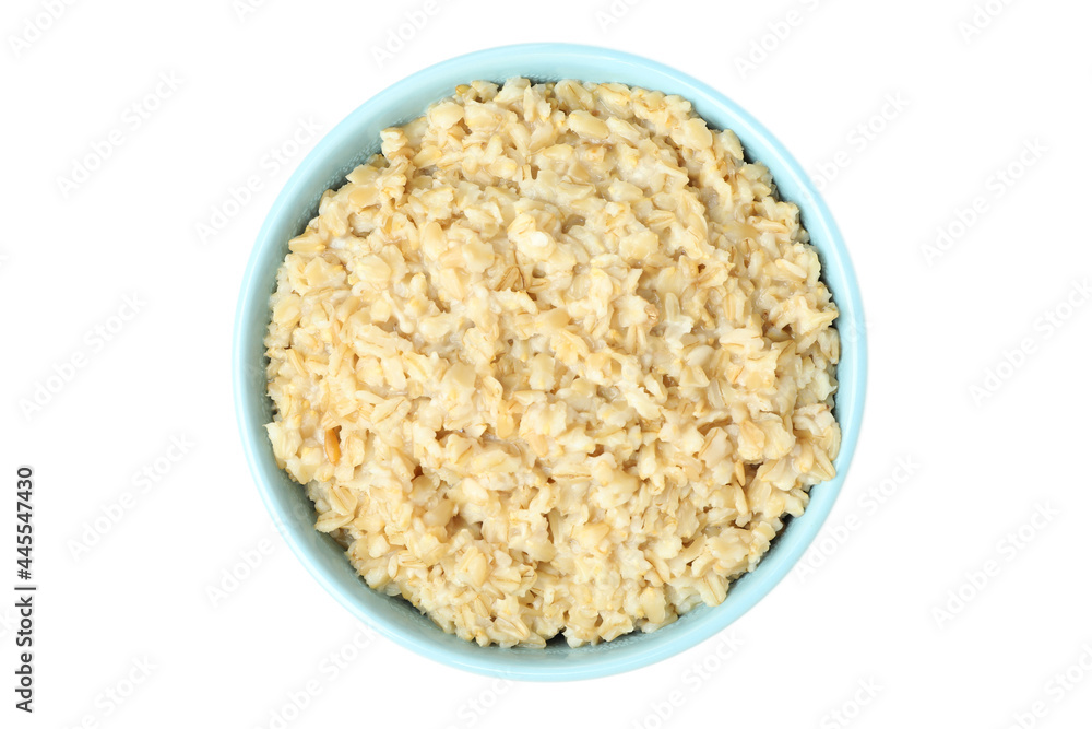 Bowl of fresh oatmeal isolated on white background Bowl of fresh oatmeal isolated on white background