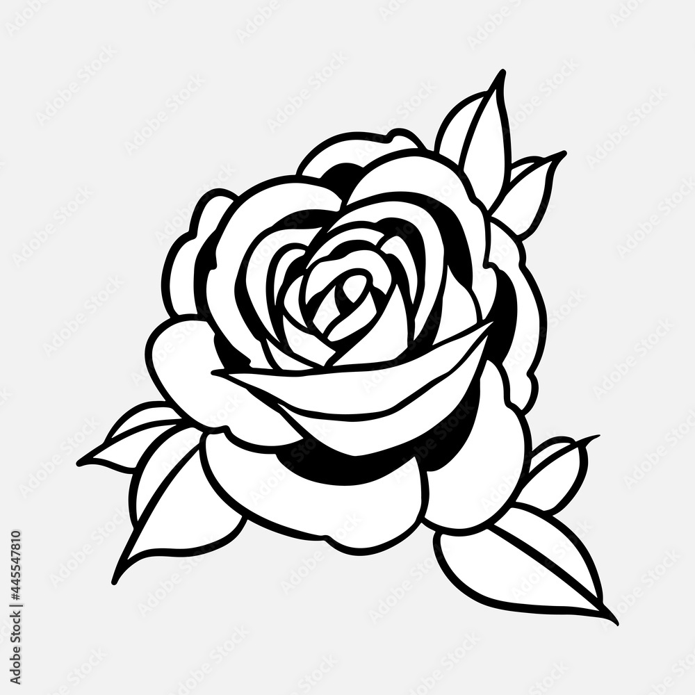 Rose flower outline sticker overlay on a gray background vector Rose flower outline sticker overlay on a gray background vector