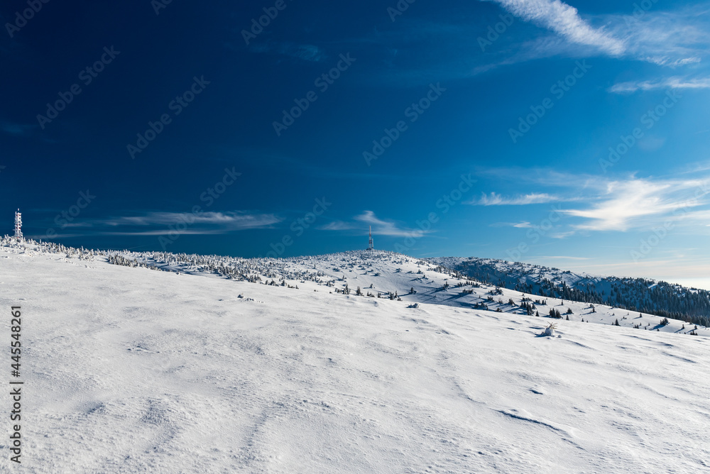 Krizava and Velka luka hills in winter Mala Fatra mountains in Slovakia