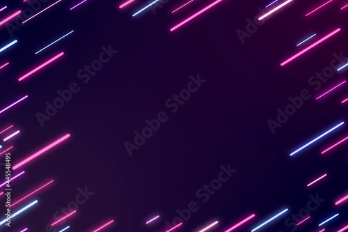 Neon abstract frame on a dark purple background vector