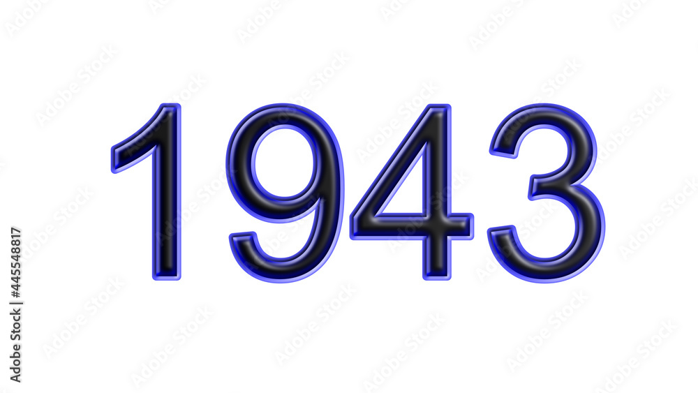 blue 1943 number 3d effect white background blue 1943 number 3d effect white background