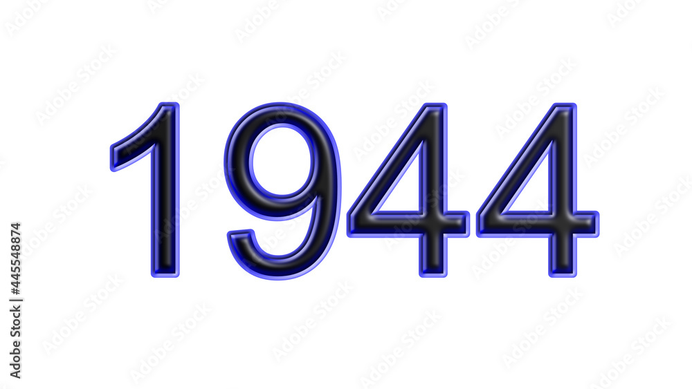 blue 1944 number 3d effect white background blue 1944 number 3d effect white background