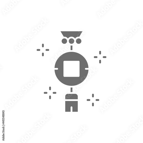 Chinese charm, feng shui coin grey icon.