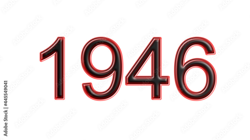 red 1946 number 3d effect white background red 1946 number 3d effect white background