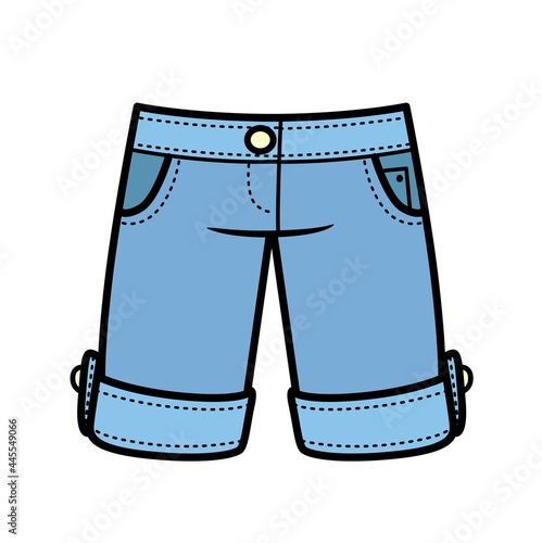 Denim blue shorts color variation for coloring page isolated on white background