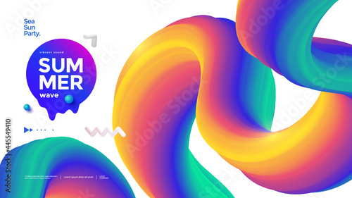 Summer colorful abstract wave background. Vector