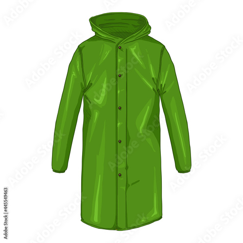 Raincoat with Butttons and Hood. Vector Cartoon Single Illustration.