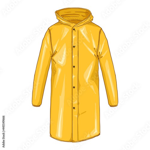 Raincoat with Butttons and Hood. Vector Cartoon Single Illustration.